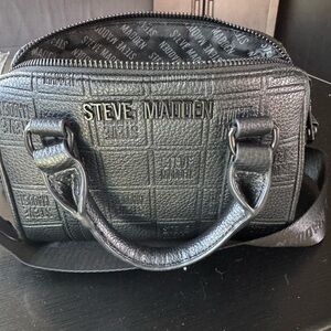 Steve Madden Textured Black Duffel Bag